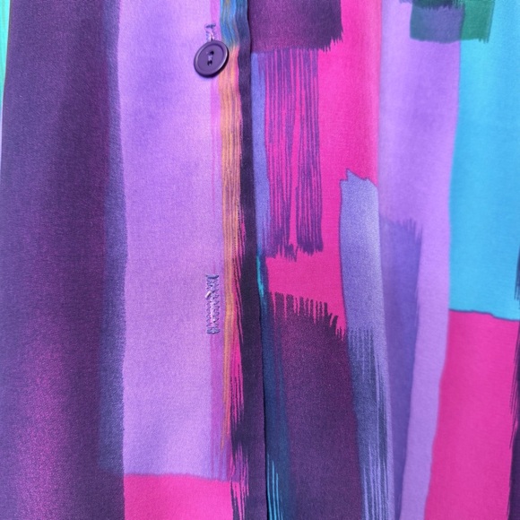 A Personal Touch | VTG Plus Size Multicolor Watercolor Pattern Button Blouse Top - Picture 15 of 16